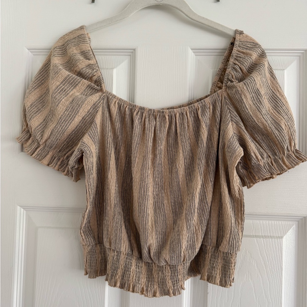H&M Striped Tan Women's Top Small